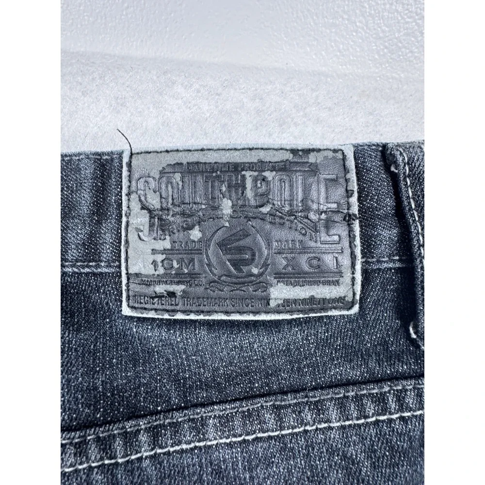 Southpole‎ Mens 34x32 Black Straight Leg Jeans Contrast Stitch Y2K